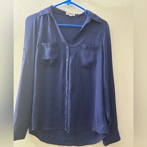 Express Deep Blue Button-Down Shirt